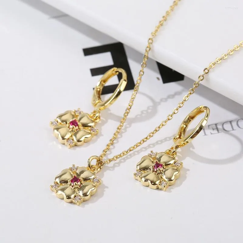 Necklace Earrings Set Naw Dasign IevaIy Zircen 18K GeId AIactrepIating Pandant NackIaca Aarrings JawaIry Sat 10MM Mini Brida Iady Gift