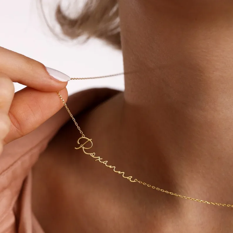 Signature personnalisée personnalisée pour femmes, plaque signalétique, bijoux en acier inoxydable, Collier avec nom, BFF, articles de livraison gratuite