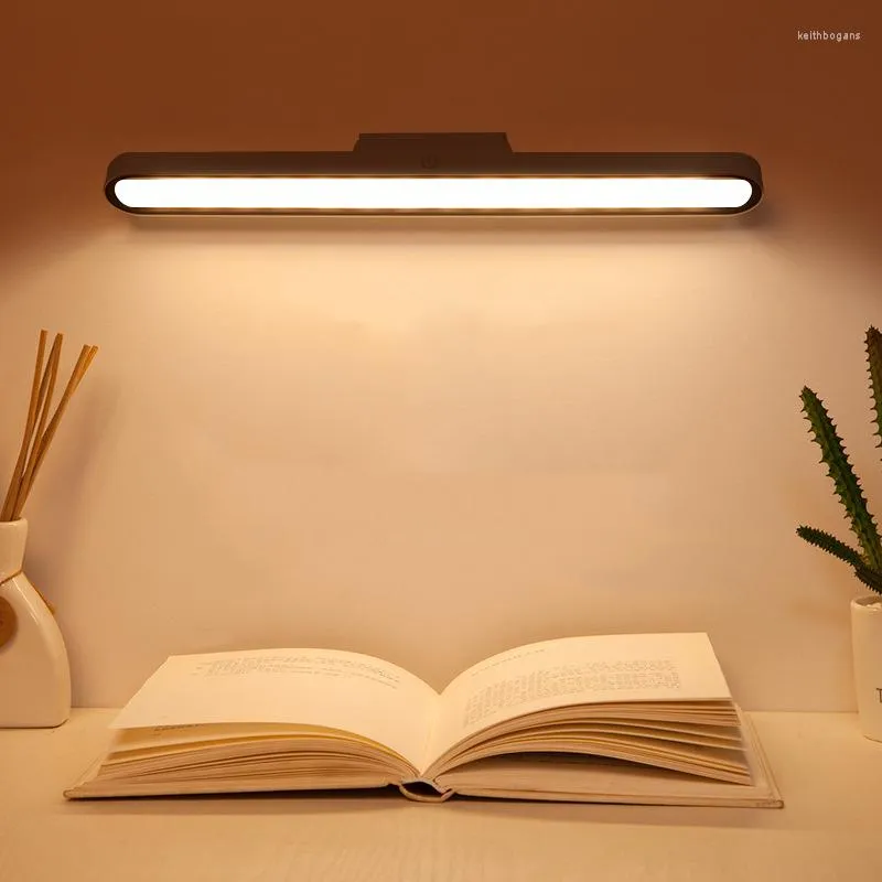 Bordslampor LED Läslampa Skrivbord USB Uppladdningsbart ljus Steglös dimmer Hängande Magnetisk Sovrum Natt