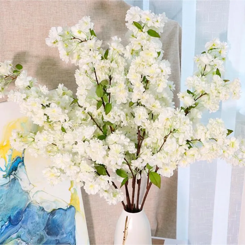 Simulation artificielle fleur fleurs de cerisier blanc soie branche fleurs pour mariage maison décorations de noël