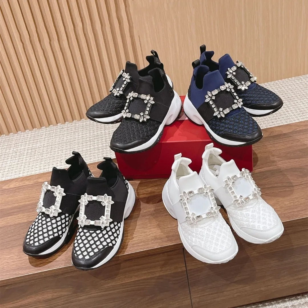 Women s Rhinestone Platform Sneakers Casual Designer Shoes Genuine Leather Breathable Lace Up Thick Sole 2024 Release