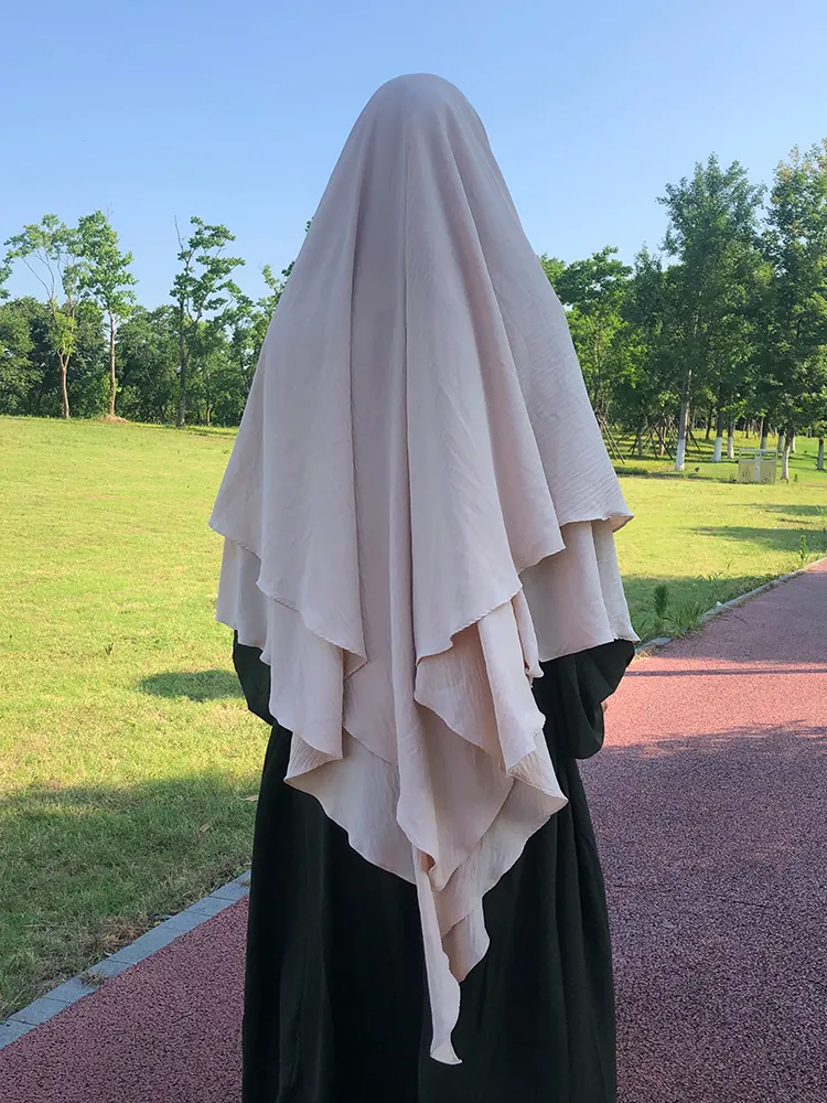 Hijabs Long Khimar Scarf Scarf Упаковка 2 Layer Crepe Voile Женщины мусульманская мода Рамадан Молитва Обожаемая Оптовая Исламская одежда 230512