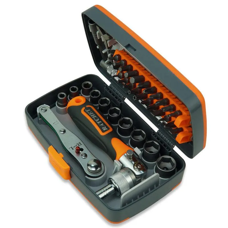 Schroevendraaier Precision Ratchet Screwdriver 38 PCS تعيين قطع CRV مع وجع عالمي 180 درجة قابلة للتعديل الأدوات اليدوية