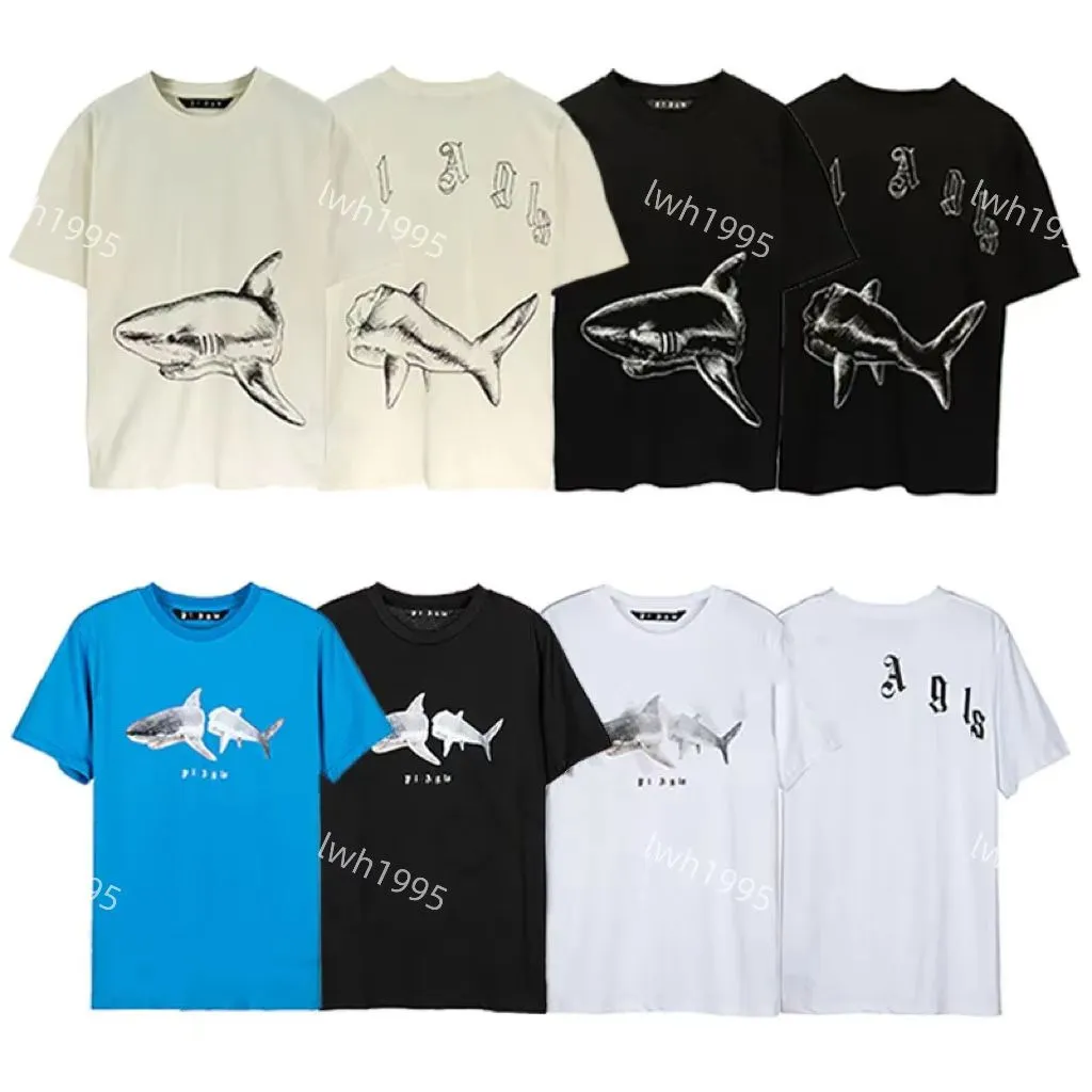 Herr Designer Pa T-shirt Lyx T-shirts Tryck Palms Shark t-shirts Dam Vinkel Kort ärm Sommar Casual Streetwear Toppar Kläder Kläder N9RO