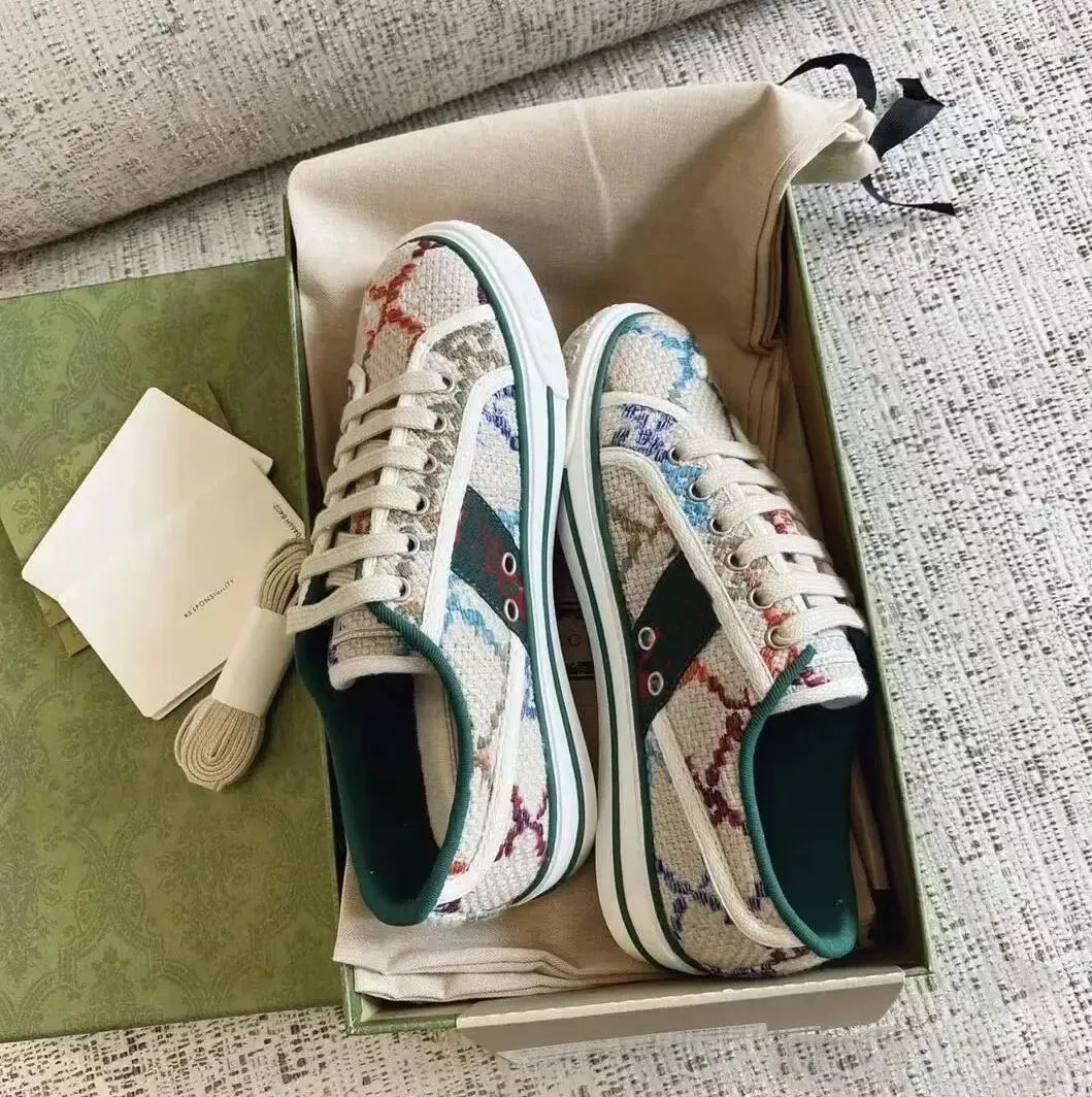 Luxury Brand Tennis 1 Sneakers Scarpe Donna Uomo Ricamo Patch
