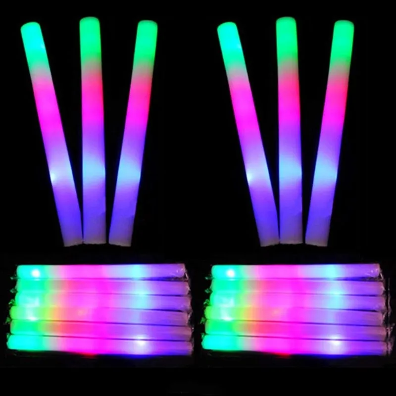 Oplichtende schuimstokken Feestconcert Decor LED Zachte knuppels Rally Rave Gloeiende toverstokken Kleur veranderende flitslamp Festivals Lichtgevend