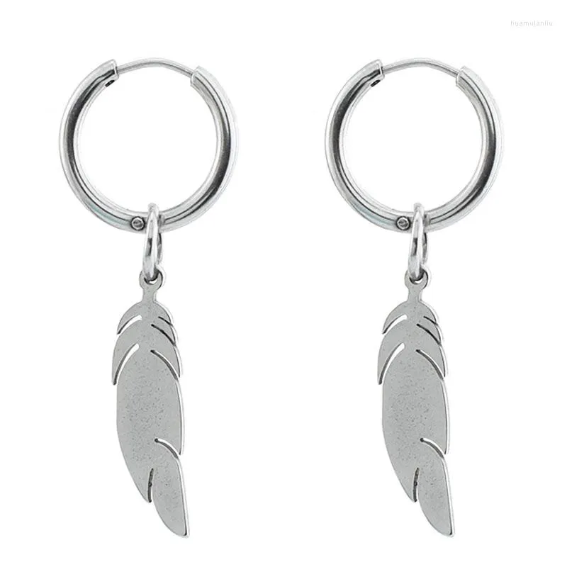 Boucles d'oreilles pendantes longues feuilles de personnalité Sexy pour hommes femmes bijoux de mode en acier inoxydable pas de Clip de Piercing sur les boucles d'oreilles cerceau d'oreille