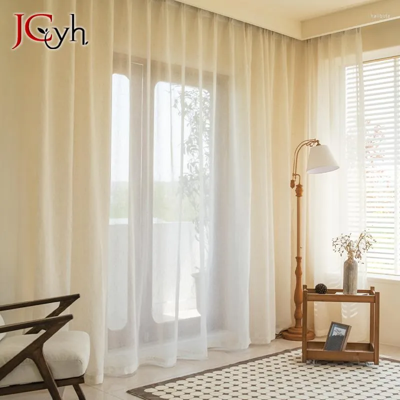 カーテン日本のスタイルのリネンは、キッチンホールのドアのドレープでリビングルームの窓のチュールのための薄いカーテンを見て、コルチナス糸を終えます
