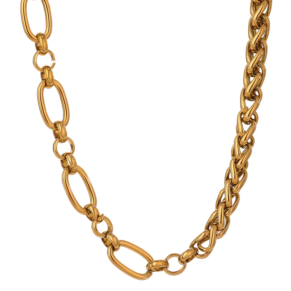 Collana a catena in acciaio inossidabile Dichiarazione Collane con colletto grosso spesso lucido dorato