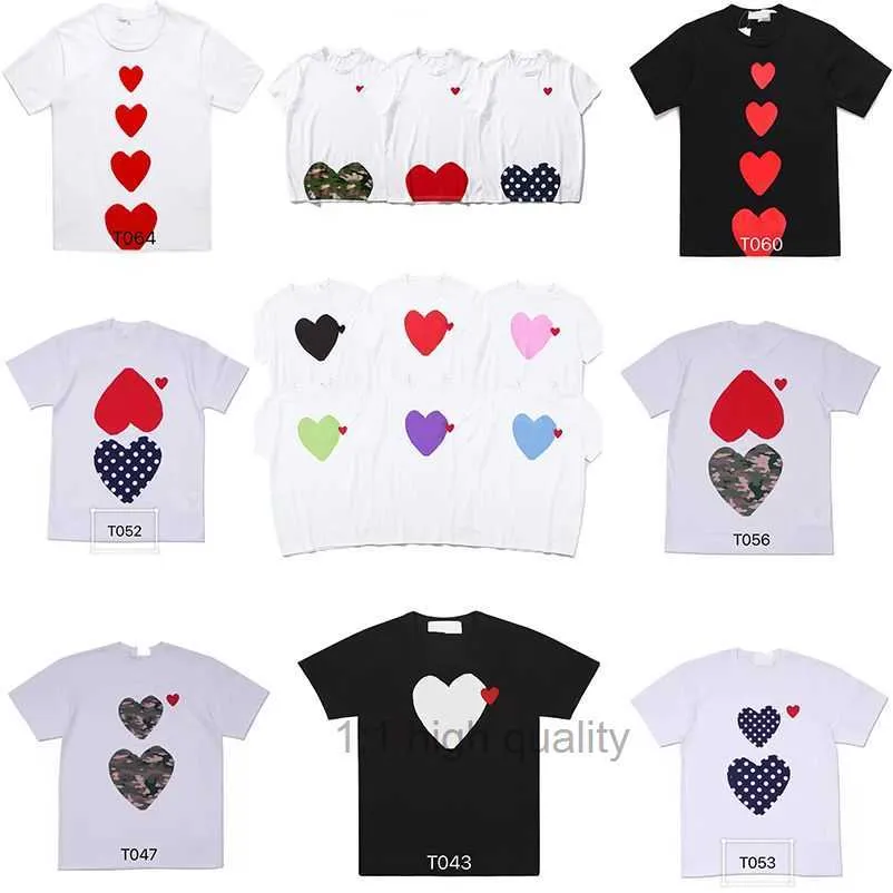 CDG Fashion Mens Play T Shirt Designer Red Heart Commes Casu