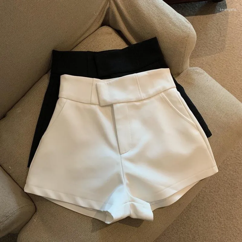 Short femme Sexy blanc sur mesure pantalon court taille haute noir pantalon femme large jambe bas Y2K Streetwear Ropa Mujer WD70