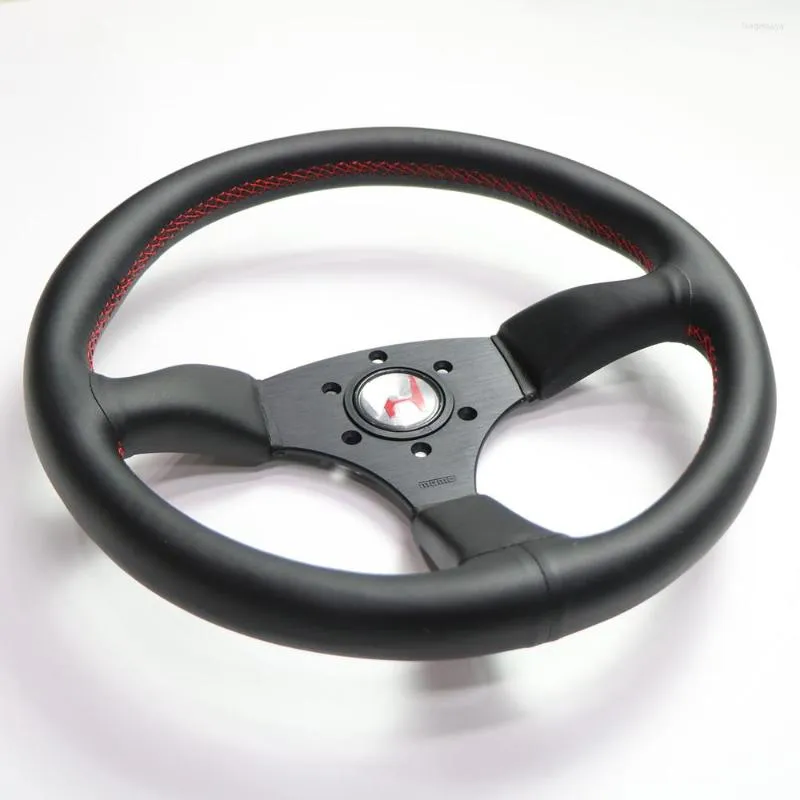 Steering Wheel Covers Universal 14 Inch 340mm Racing Drift Black Real Leather High Quality Steering-Wheel With Logo