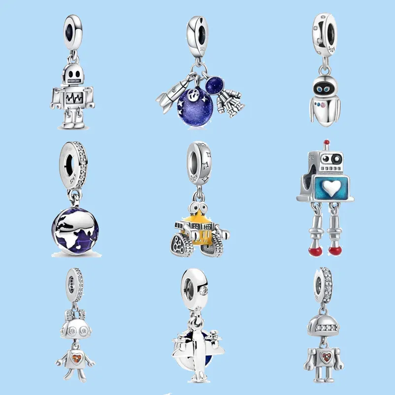 925 Sterling Silver Charms voor Pandora Jewelry Beads Diy Pendant Women Armbanden Robot Bead