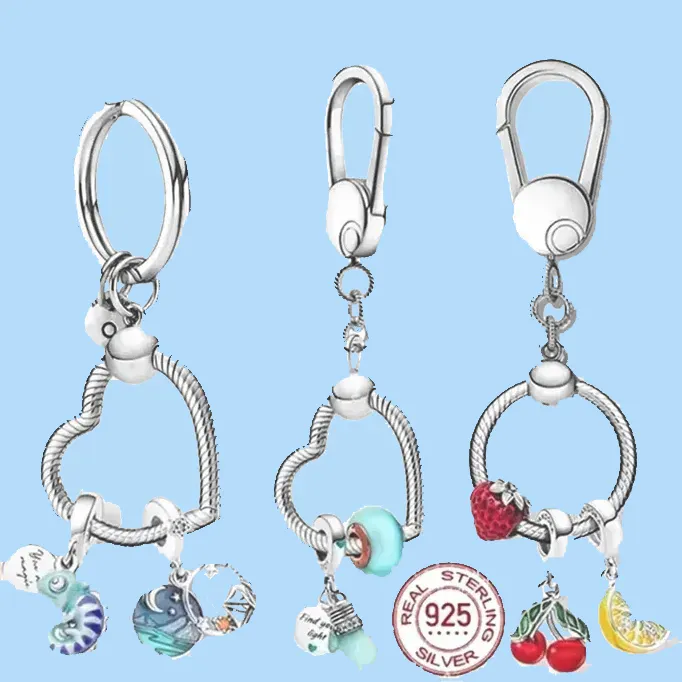 925 perles de charme accessoires fit pandora bijoux à breloques haute qualité bijoux cadeau gros moments sac pendentif porte-clés ensemble