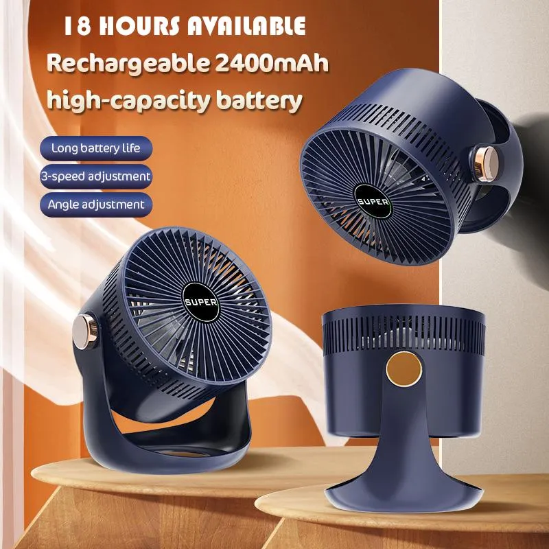 Поклонники Loylov Air Circulation USB Rechargainte Electric Fan 2400 мАч Life Life Homeving Desktop Shaking Head Сильный ветровой портативный вентилятор