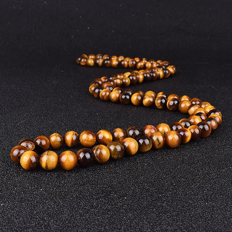 Natural Tiger Eye Stone Pärlor Halsband Män mode Meditation Yoga Halsband för kvinnor ny design handgjorda reiki bönsmycken