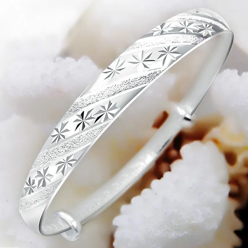 Bangle Streetwear Silver Color Original Snowflake Star Bangles For Women Fashion Designer Armband Party Wedding Jewelry GiftsBangle Kent22