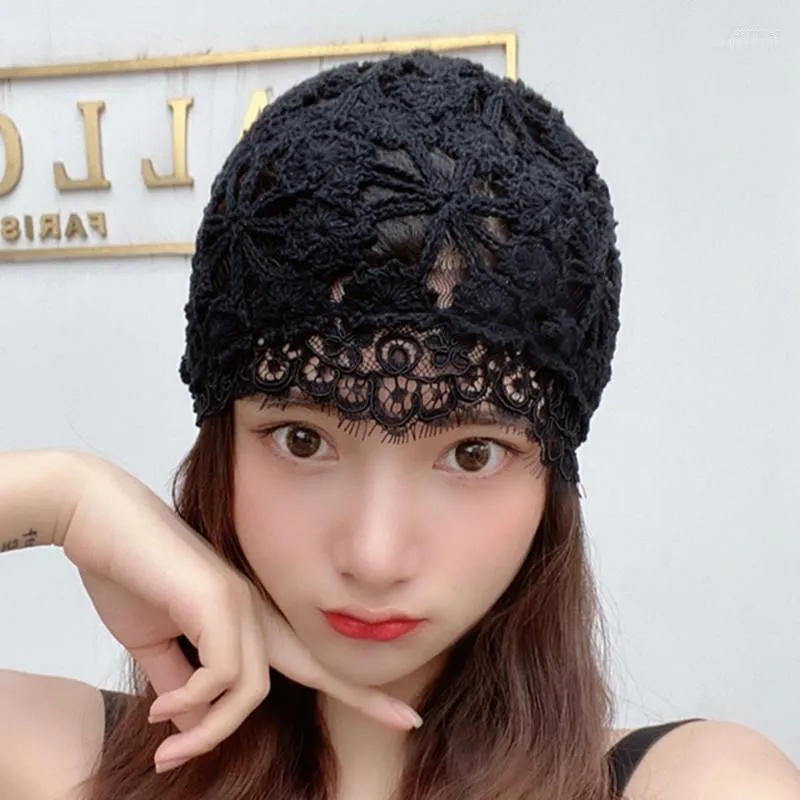 Beanies Beanie/Skull Caps Hollow Hook Flower Baotou Hat Korean Version Of The Wild Sunscreen Sun Net Red Section Spring Thin Summer Wild1