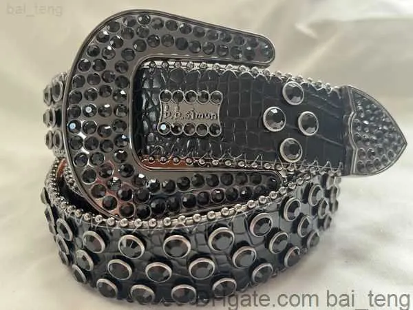 cinturón de diseñador bb belt simon new BB Belt crown crystal headmens belt para mujer cinturones de diamantes brillantes negro sobre negro azul blanco multicolor con pedrería brillante 3x