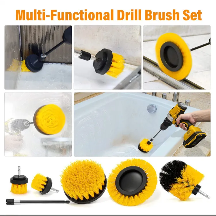thumbnail image 2 of 6-Piece Drill Brush Cleaning Kit – Power Scrubber Attachments For Carpet, Tile, Grout & More 2 of 5