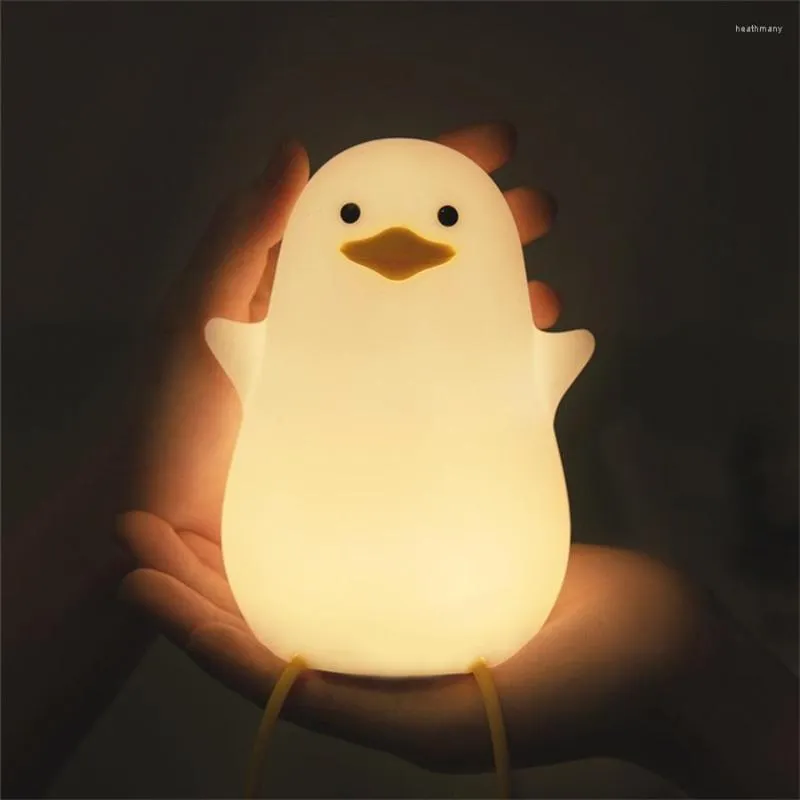 Night Lights Led Children Light Rechargeable Silicone Duck Lamp Child Creative Birthday Gift Sleeping Bedroom Desktop Decor