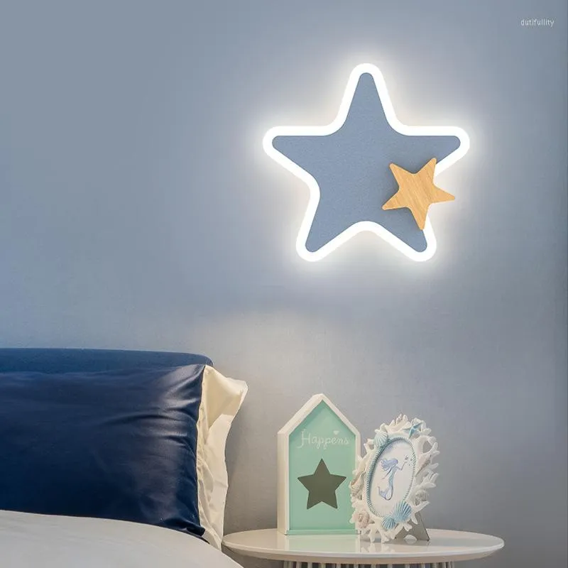 Wandlampen LED-Lampe Moderne Cartoon-Kinder-Kind-Schlafzimmer-Beleuchtung Kreative Wandlampen Netter Mond-Stern-Raketen-Nachttisch-Innendekor-Lichter
