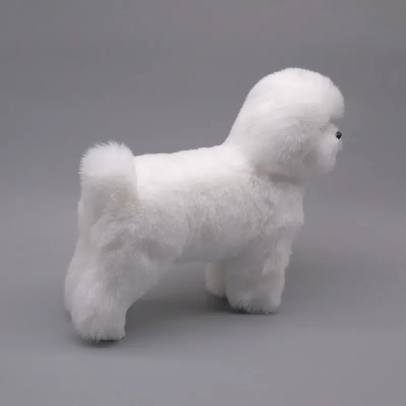 Simulering Animal Pet Dog Realictic Bichon Frise Dog Fur Animal Pet Model Home Decoration Valp