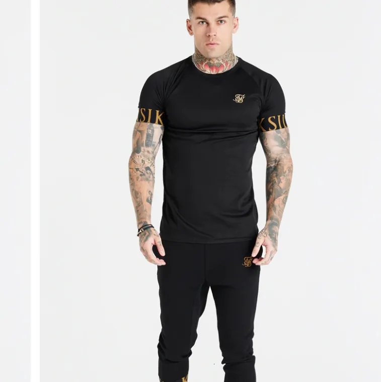 Camisetas para hombre camiseta informal para hombre marca Sik Silk camiseta Siksilk bordada transpirable de verano camiseta ajustada ropa de moda