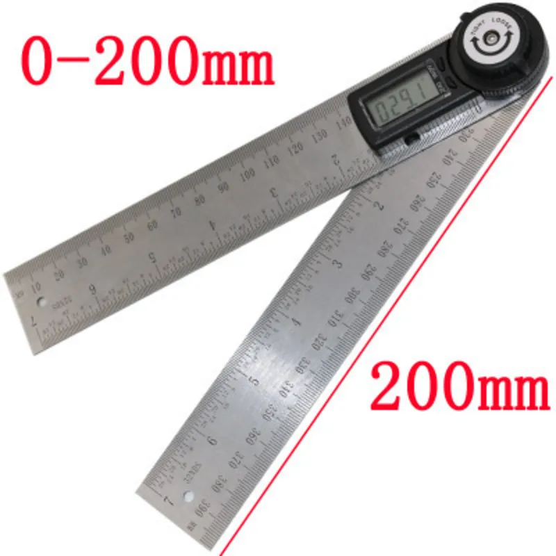 Quevinal 50pcs Practical 2 In 1 Digital Angle Ruler 360 graden 200 mm elektronische hoekmeterhoek