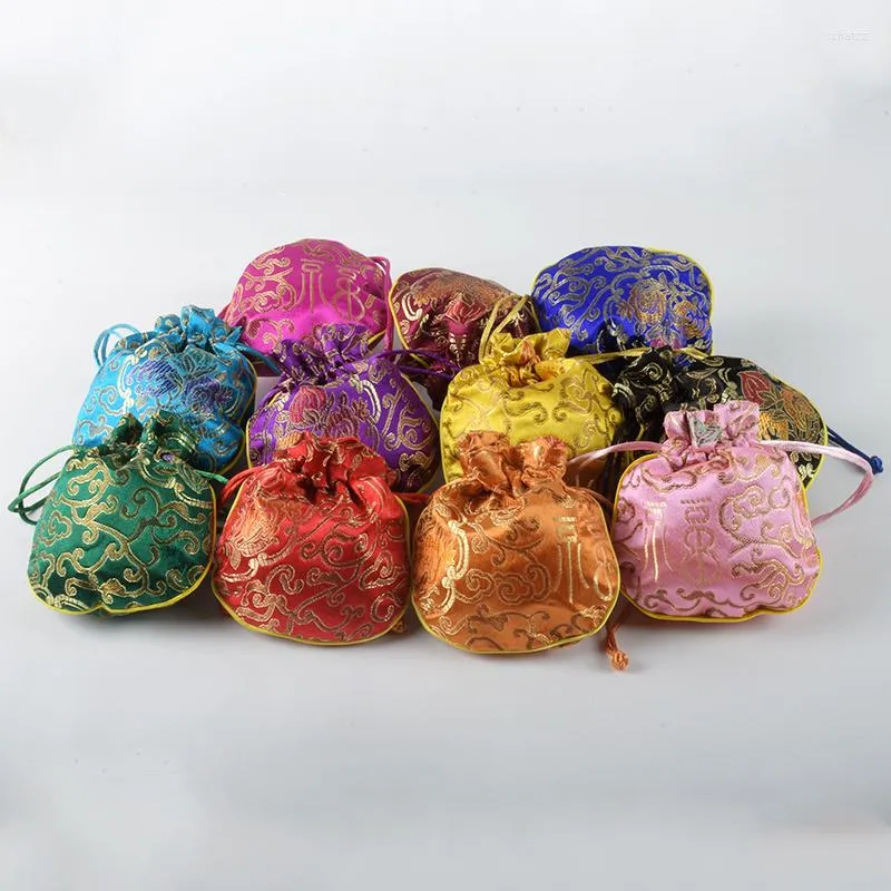 Emballage cadeau 50pcs petit Style chinois année porte-bonheur sacs soie brocart bijoux pochette cordon Sachet plante épice lavande emballage