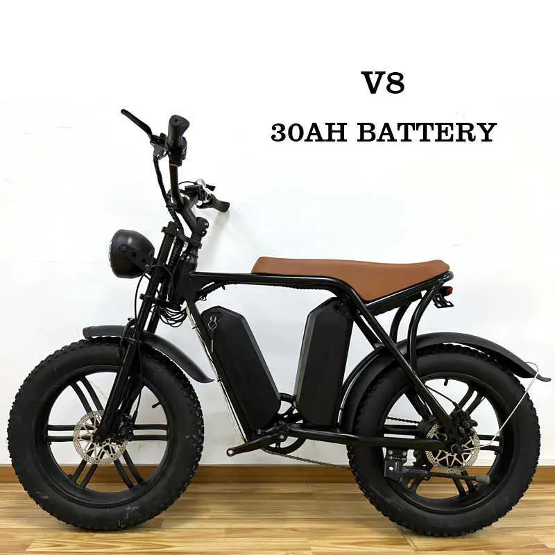 Electric Fat Tire Moped Bike 20 Inch 750W Motor eBike with Dual Battery for Longer Off Road Rides