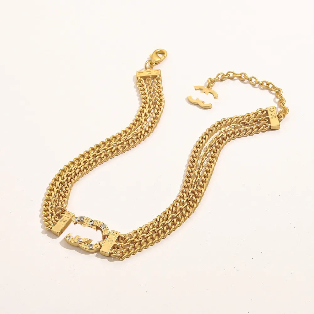 Hänge halsband guldpläterad designer halsband för kvinnor märke bokstav tjocklek dubbel kedja halsband smycken tillbehör hög kvalitet aldrig blekna 13stil