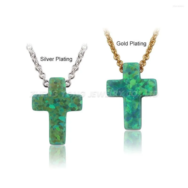 Pendant Necklaces Fashion Opal Necklace Synthetic Cross 9x12mm For Gifts