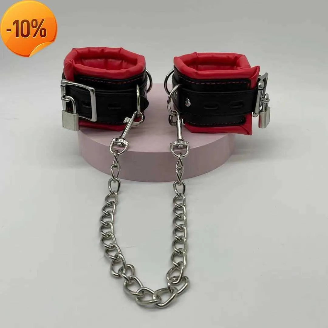 Massage Adult Slave Bondage Games Kit with Heart-Shaped Lock Fetish Bdsm Sex Leather Gear Handcuffs for Women Cosplay Sex Toys