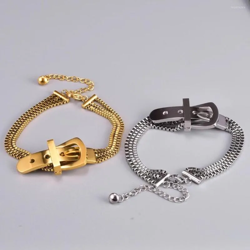 Bracelet boucle de ceinture Bracelet de mode en acier inoxydable or dames bijoux Vintage Punk gothique accessoires hommes Bracelets