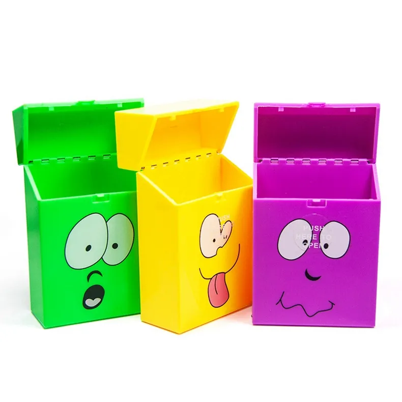 Colorful Cute Pattern Plastic Cigarette Cigar Case Herb Tobacco Spice Miller Storage Box Portable Spring Flip Stash Cases Innovative Smoking Holder Container