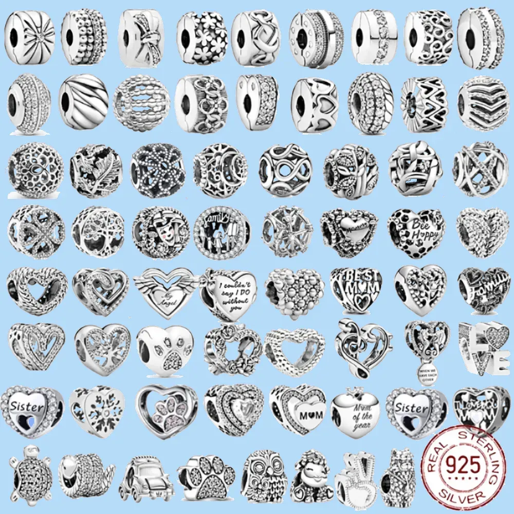 925 charm beads accessories fit pandora charms jewelry Wholesale Heart Circular Animal Bead