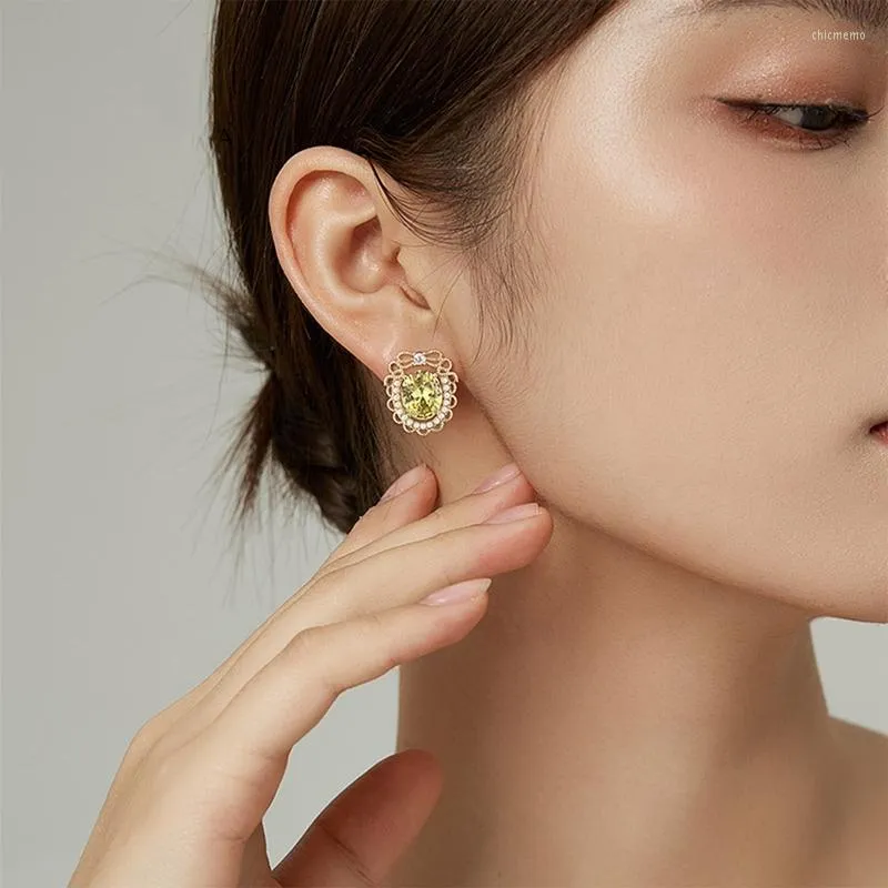 Olive green stud earrings best sale