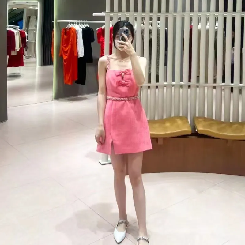 open lace back dress Pink Tailored Lace Midi Dress main image 1