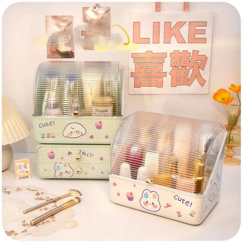 Ящики для хранения Kawaii организатор макияжа для косметической коробки для настольных ювелирных украшений помада контейнер лак для ногтей.