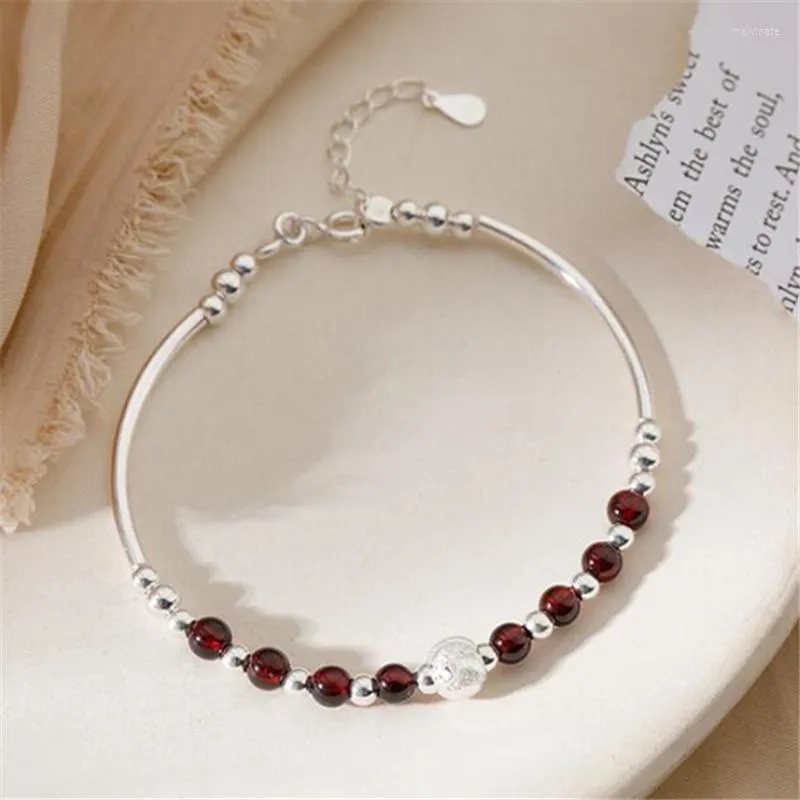 Charm armband mode vintage granat rund pärla armband för kvinnor flickor valentiner gåva bröllop smycken pulseira sl453