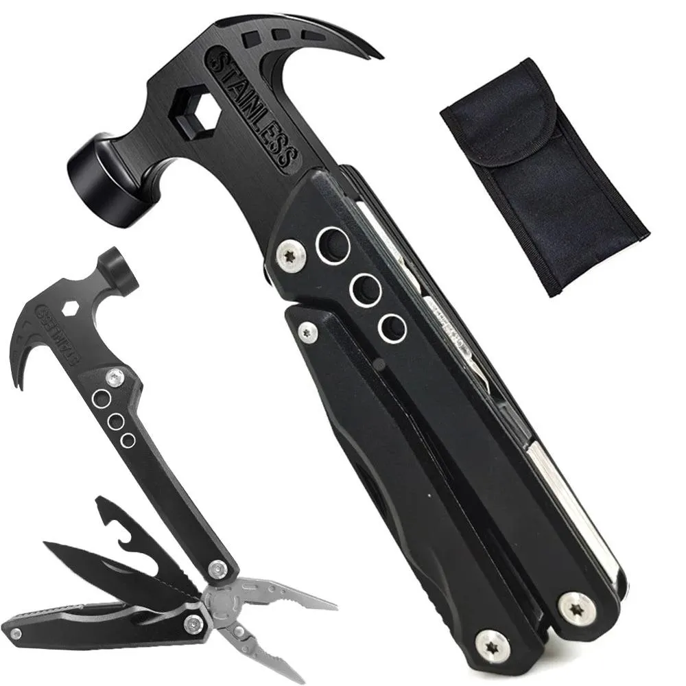 Hammer Claw Hammer Multitool Stainless Steel Knife Plier Tool Nylon Sheath Outdoor Survival Camping Hiking Portable Pocket Claw Hammer