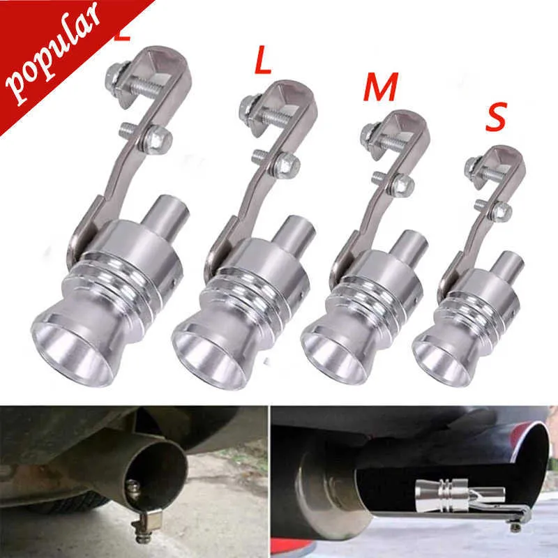 New Motorbike Car Exhaust Fake Turbo Whistle Pipe Sound Muffler Blow Off Valve Universal Simulator Whistler Aluminum Silver S/M/L/XL