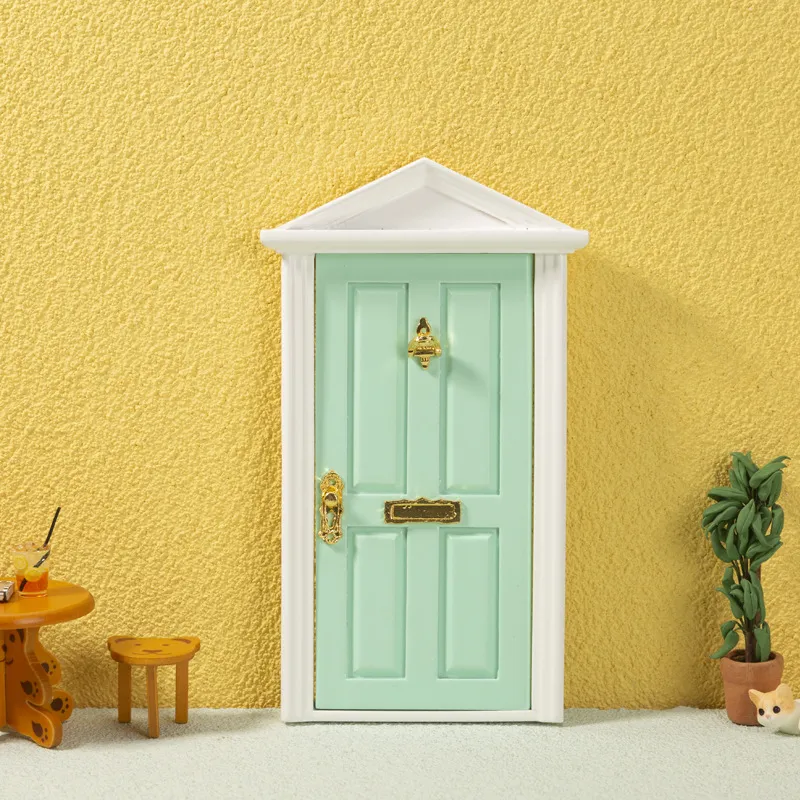 Mini Wooden Door 1:12 Dollhouse Miniature Wooden Door Fairy Door for Fairy Tale Education Learning Toy 1224295
