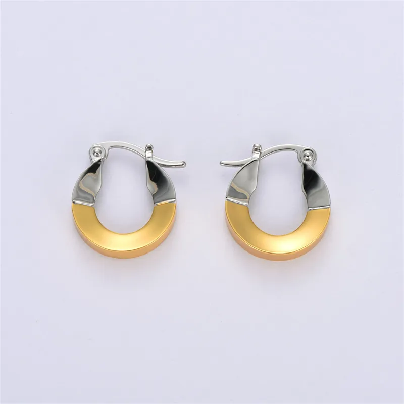 Ins fransk ringform kontrast örhängen nisch design två färg sömmar all-match mode charm smycken