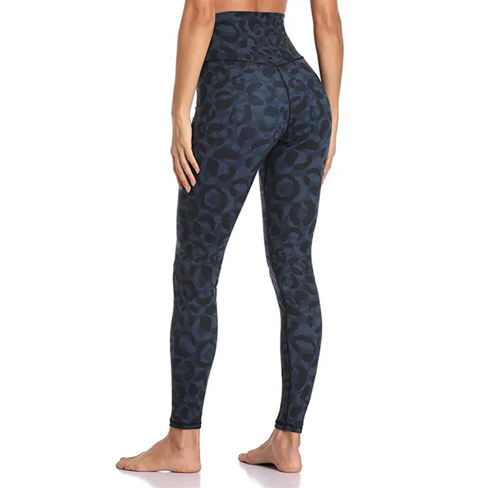 2020 NYTT LEOPARDPRINT Hög midja höft Push Up Yoga Leggings Women High Elastic Slim Gym Workout Tight Pants Fitness Clothing239n