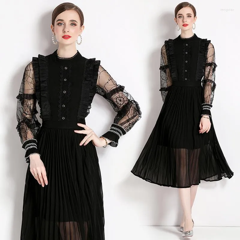 カジュアルドレスzxryxgs春の夏の女性の服を販売するブラックドレス2023モックネックミッド長さの気質ウエストラップ