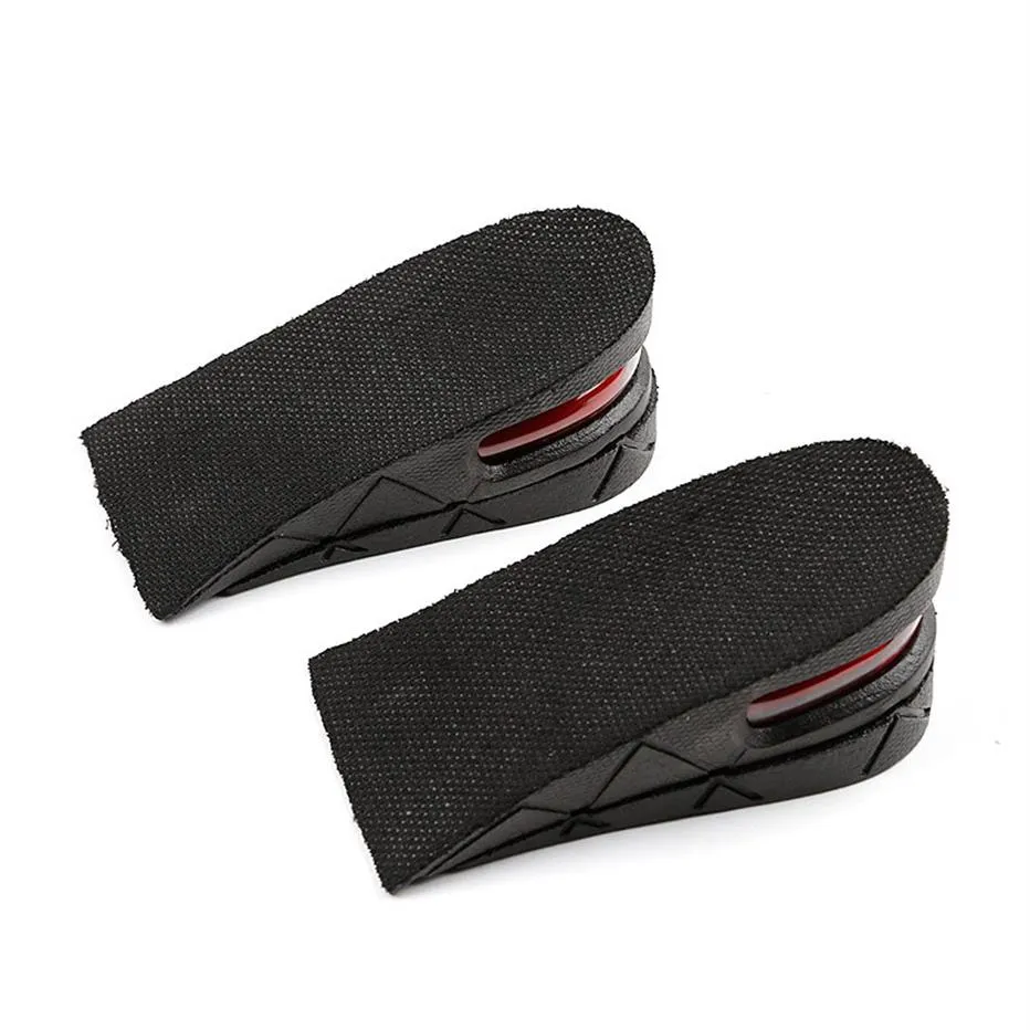 Unisex 2 laag hiel inlegzolen onzichtbare verhoging van 5 cm hoogte groter PVC Insole schok luchtkussen zwart halve tuin kussen voeten zorg220u