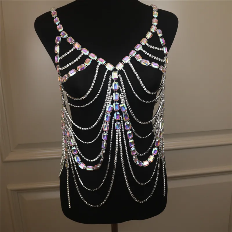 Luxury Rhinestone Body Crystal Chain Set With Shining Claw Crystal