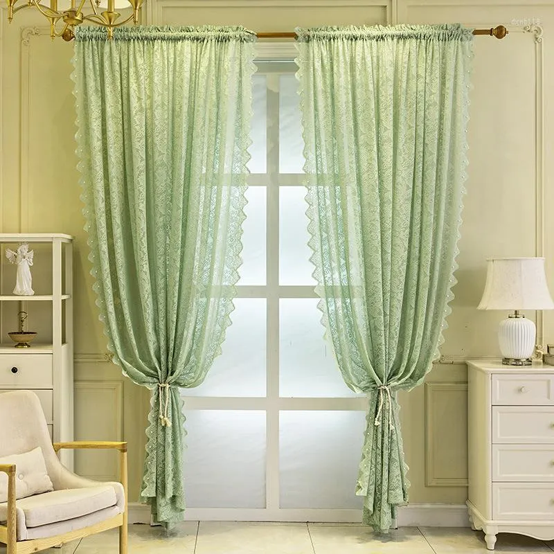 Kurtyna biała romantyczne koronkowe faliste perłowe zasłony do salonu Jacquard kwiatowe puste koraliki dodatkowe długość francuskie okno